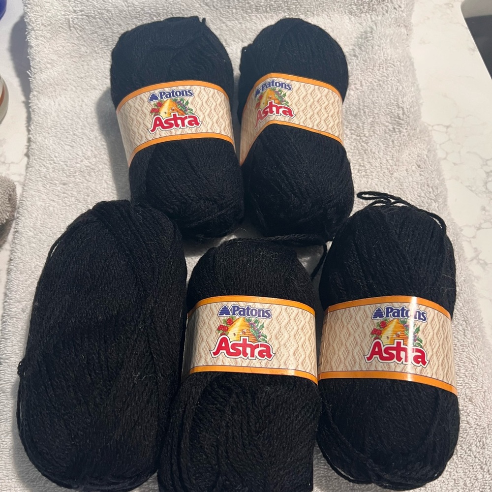 Patons Astra Yarn 1.75oz 178 yds - Black Color. 
Lot of 3